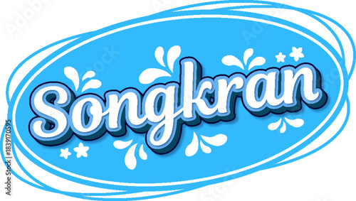 songkran festival water splash  traditional typography lettering editable text effect font style template