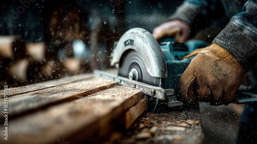 Construction worker using a...