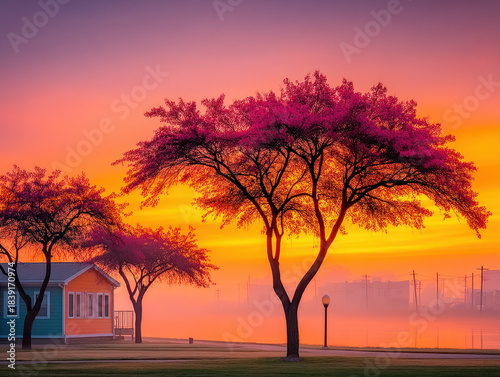 Dawn farm morning scene