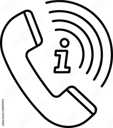 Vector illustration of phone information icon—symbol for customer support, help service, contact center, assistance, and communication reference