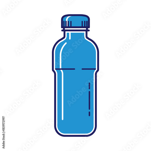 Blue Plastic Water Bottle Illustration