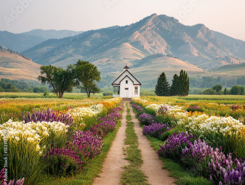 Rose farm with flowers