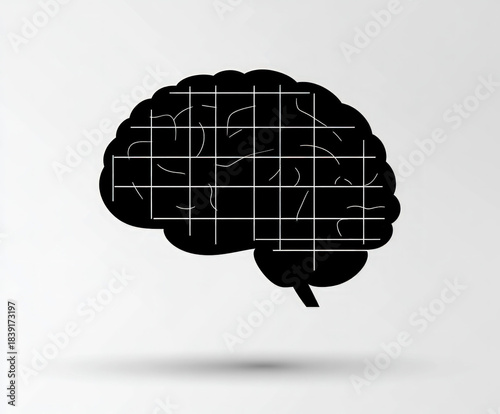 brain silhouette , black an...