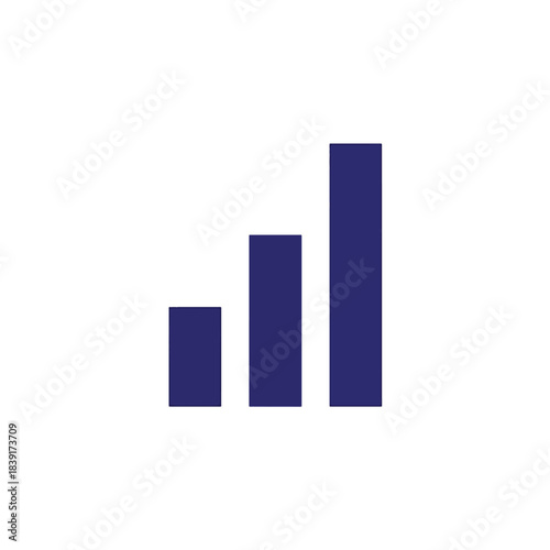 Dark Blue Bar Graph Icon for Business Data