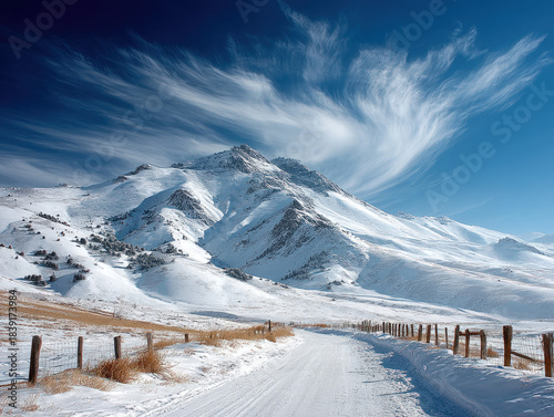 Snow farm in winter