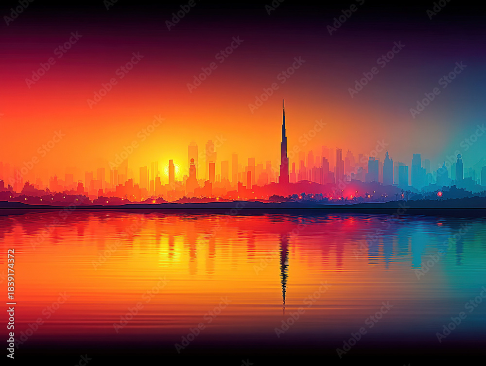 Fototapeta premium UAE city skyline view