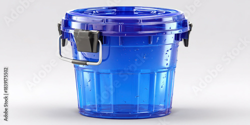 Blue plastic chemical barrel