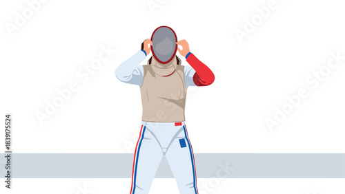 Fencer preparing in minimalist style with modern sports gear and suit