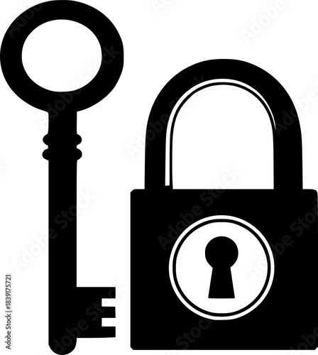 Secure Padlock Key Vector Illustration
