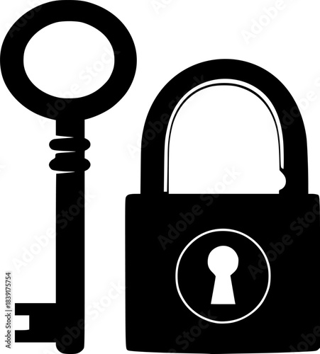 Secure Padlock Key Vector Illustration