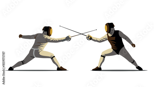 Dynamic duel: two fencers in action with epic combat stance