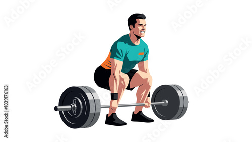 Dynamic fitness training: man powerlifting in gym with intense focus and strength