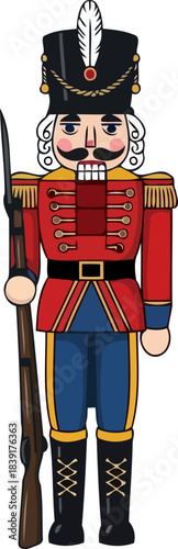 red nutcracker soldier holding rifle clip art preview
