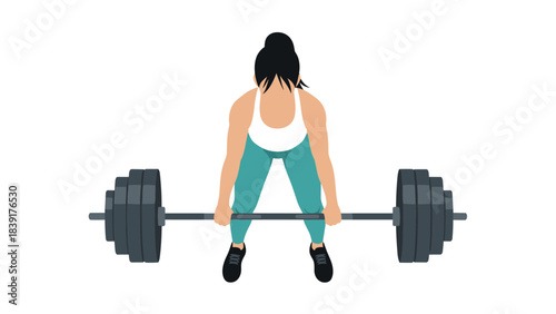 Fitness enthusiast lifting weights in modern flat design style