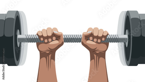 Hands gripping barbell in gym session lift concept with realistic details