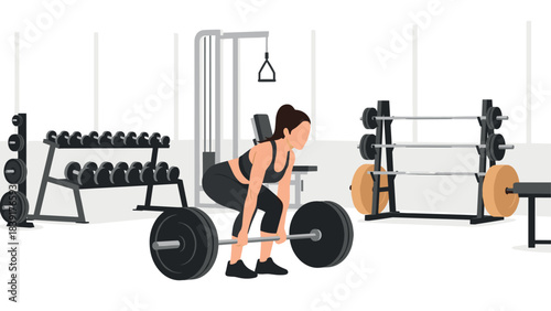Female athlete lifting weights in modern gym environment
