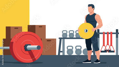Fitness enthusiast preparing for weightlifting in a contemporary gym setting