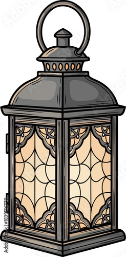enchanted glow a captivating lantern guiding tales of wonder and exploration, isolated on transparent background