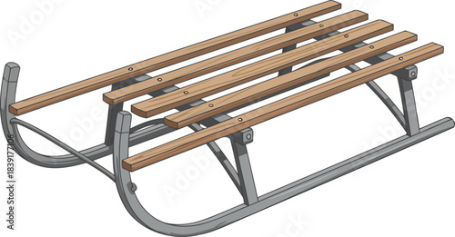 generations of winter thrills a classic sled, ready for snowy hills and joyful descents, isolated on transparent background