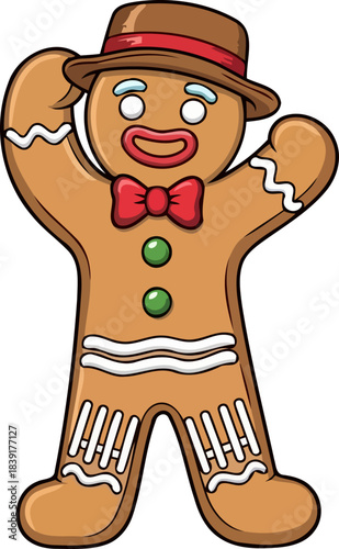 gingerbread gent classic holiday charm with a dash of dapper personality, isolated on transparent background