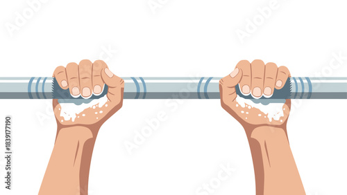 Gymnastics grip on bar with chalk texture in flat design