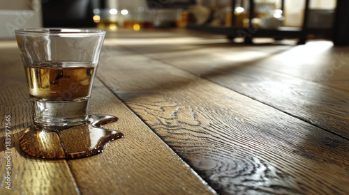 Spilled drink on a wooden f...