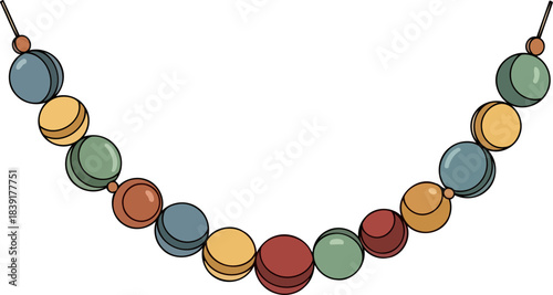 palette of tranquility gentle beads uniting in a harmonious decorative arc, isolated on transparent background