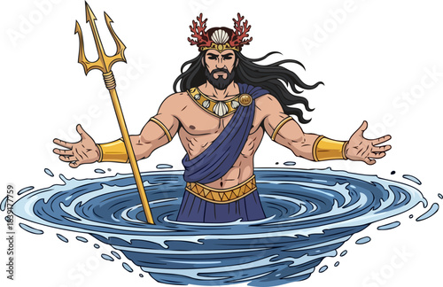 oceans sovereign master of the deep, commanding waves with ancient might, isolated on transparent background