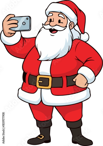 santas digital glee spreading holiday cheer one selfie at a time, isolated on transparent background