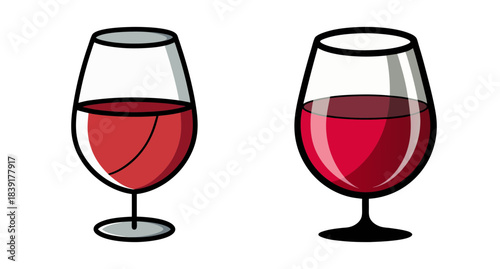 Stylized red wine glasses illustration vector graphic design