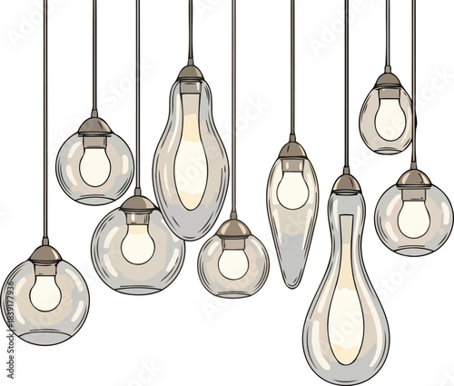 sculpted radiance artistic light fixtures for contemporary interior design inspiration, isolated on transparent background