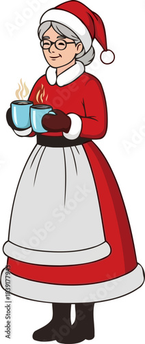 seasons glee served heartwarming beverages from a benevolent winter figure, isolated on transparent background