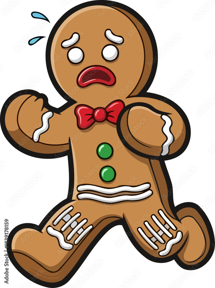 Obraz premium sweet escape a gingerbread mans anxious race through holiday peril, isolated on transparent background