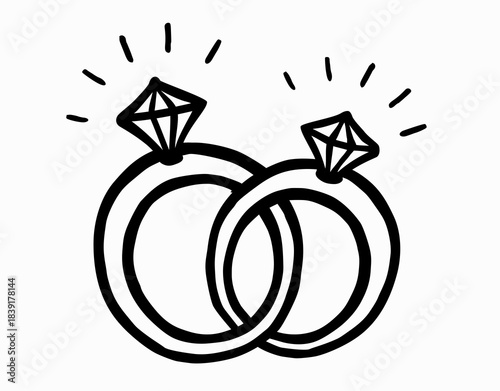 diamond engagement ring wedding rings illustration doodle vector icon