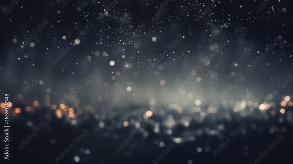 Fototapeta premium A blurred background featuring shimmering droplets and soft lights creates a tranquil, atmospheric scene.