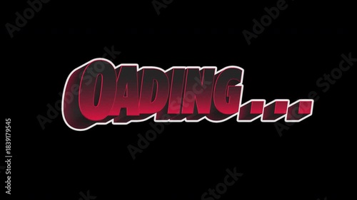 Loading Dark Red Neon Comic Halftone Sticker Title Animation On Alpha Loop