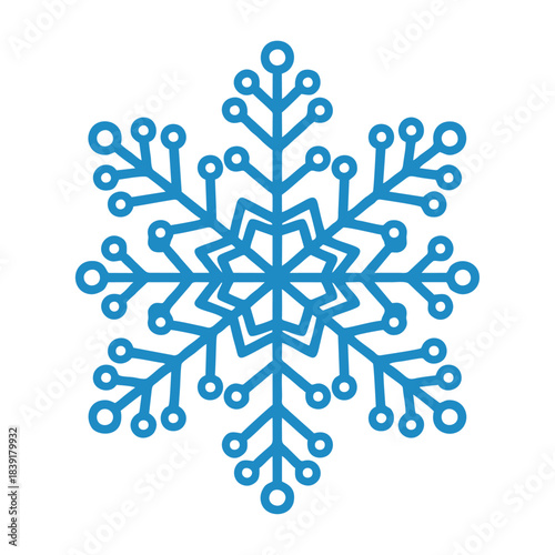 Blue Geometric Snowflake Icon – Winter Frozen Crystal Symbol
