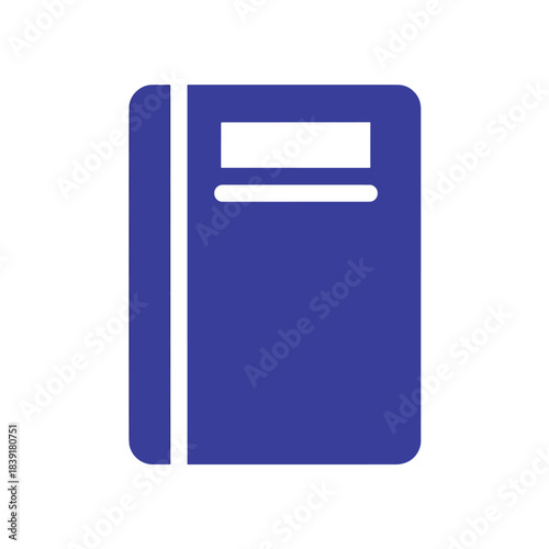 Flat blue notebook icon for learning, diary, study, and documentation.