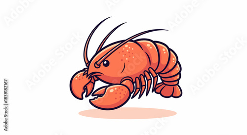 Cartoon lobster illustration with a fierce expression and prominent claws, ready to attack.