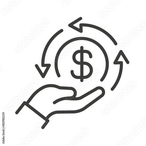 Cash Back icon with dollar line sign