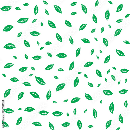 Wallpaper Mural Seamless green leaf pattern on transparent background, suitable for eco-friendly designs, nature themes, wrapping paper, textiles, backgrounds and organic branding projects. Torontodigital.ca