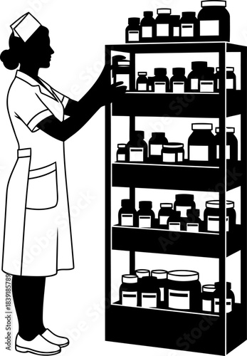 the guardian of health diligently stocking lifesaving remedies and medical supplies, isolated on transparent background
