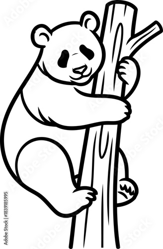 tree hugger iconic pandas playful climb, embracing natures simple charm, isolated on transparent background