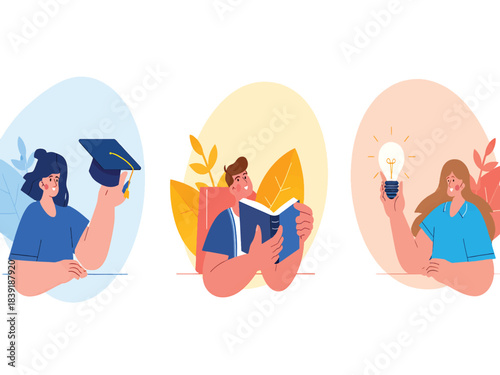 Education And Learning Concept With People Studying And Ideas