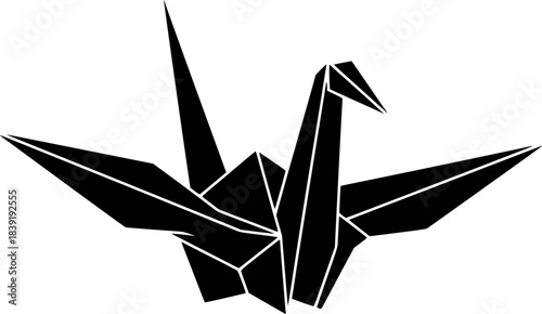 Vector Origami Crane Bird Silhouette Design