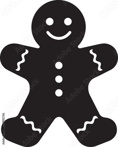 Black gingerbread man with white details black white details smiley face