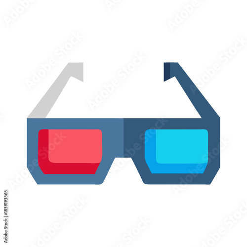 Three dimensional cinema glasses icon for immersive entertainment experience