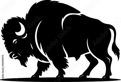 Powerful buffalo silhouette vector illustration