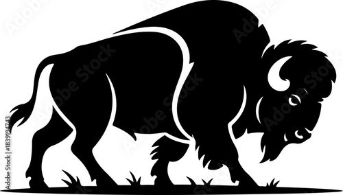 Powerful buffalo silhouette vector illustration