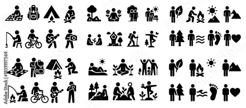 Outdoor adventure icons collection